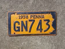 1938 Pennsylvania License Plate GN743 Penna PA Ford Chevrolet Dodge Chevy picture