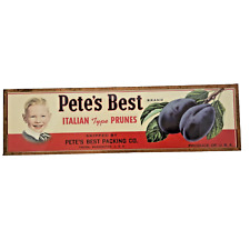 Pete's Best Brand Italian Type Prunes Yakima WA Original Crate Label in Frame picture