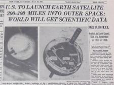 VINTAGE NEWSPAPER HEADLINES~ USA TO LAUNCH 1st EARTH OUTER SPACE SATELLITE  1955 picture