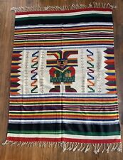 Vintage Mayan Wool Rug Woven Aztec Zapotec Mexican  76X60 Striped Geometric Read picture