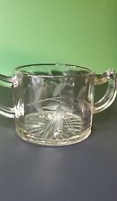 Glass Etched Leaf Pattern Sugar Bowl UV Reactive Clear picture