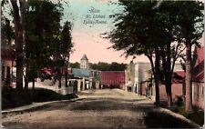 Hand Colored Postcard Main Street in Lisbon Falls, Maine~135494 picture