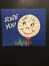 Vtg Birthday Greeting Card FORE YOU Teed Up Golf Ball Adorable Duck Swings Club picture