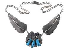 Large Southwestern Sterling/howlite Feather pendant necklace. picture