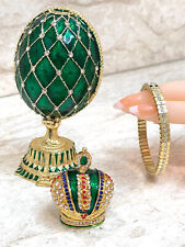 Fabergé egg Gold Faberge Egg Jewelry box 24k Gold Emerald Faberge 334 Swarovski picture
