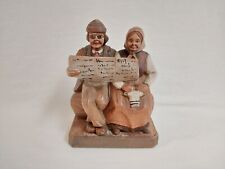 Vintage P. Maeder Lucerne, Switzerland Wood Carving, Couple Reading on a Bench picture