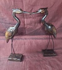 Set Of Vintage Hand Carved Wood Heron Decoy Wooden Sculptures 18