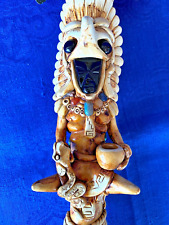 Vintage Mexican Aztec Deity, Black Obsidian Axe-Tomahawk, Vintage Folk Art, 23