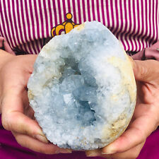 2.72LB Natural Blue Celestite Crystal Geode Cave Mineral Specimen Healing 146 picture