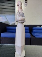 NAO by Lladro Girl A Holding Duck Figure 10.75 in tall picture