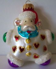 Hippo in heart snowsuit glass Christmas ornament picture