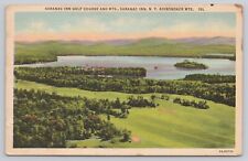 Vtg Post Card Saranac Inn Golf Course And MTNS. N.Y. Adirondack MTS. H97 picture