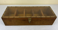 Vintage Wooden Box With Small Compartments, See Through Lid  13 3/4” Farmhouse picture