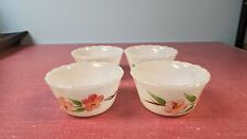 Fire King Cherry Peach Blossom 5 Oz Bowls Anchor Hocking Hand Painted Glass  picture