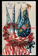 Decoration Day, Tuck, Honor the Brave 1861-1865, Flags Wrapped in Roses, Glitter picture