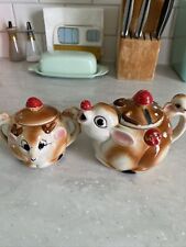 Vintage Rudolph Reindeer Tea Pot And Sugar Bowl picture