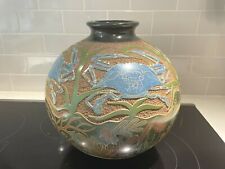 Enmanuel Maldonado Raised Relief Crab Coral Reef Studio Pottery Vase Nicaragua picture