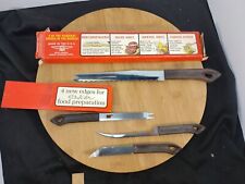 Vintage Quikut 4 Knife Set - Salad COCKTAIL CURVED Carve'n Serve - USA Stainless picture