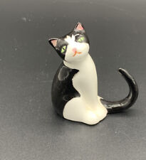Porcelain Cat Figurine Phillipines Black And White 3” Ring Holder picture