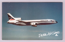 Postcard Aircraft Lockheed L1011 Delta Airlines Wide Body Tri Star Jet Flying picture