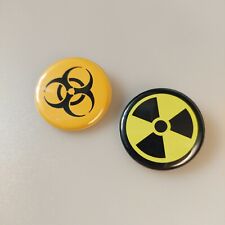 Biohazard and Radioactive Warning Sign Pin Button Biological Hazard Symbol Badge picture