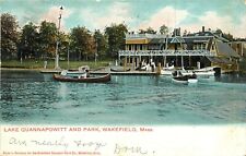 Undiv. Back Postcard Lake Quannapowitt & Park, Wakefield MA Boats & Boathouse picture