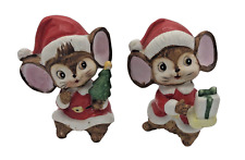 Vintage Set Of (2) Homco  Christmas Mice Figurines Ceramic.  #5405 picture