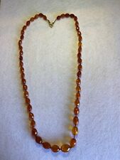 Spectacular Antique NATURAL AMBER GEMSTONE BEADS NECKLACE Faceted Beads/ Knotted picture