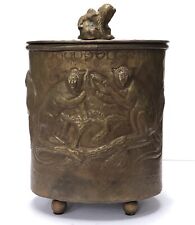 Vintage Monkey Jungle Castilian Imports Tea Caddy- Hand Made Copper Brass Tin picture