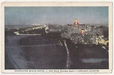 c1940s-50s Chicago Illinois IL Edgewater Beach Hotel Night View VTG Postcard picture