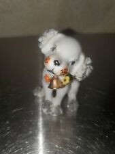 Vintage 1950s Napcoware Spaghetti Hair Poodle Puppy Dog Figurine Bell & Flowers  picture