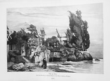 Villa am Meer, by Arnold Böcklin --  1886 - Original antique print picture