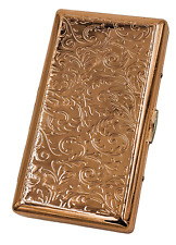 Retro Cigarette Case Double Sided King & 100s Boteh Rose Gold Color 4x2inch picture