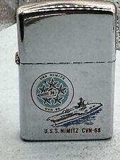 Vintage 1991 USS Nimitz CVN 68 High Polish Chrome Zippo Lighter picture