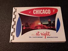 Vintage CHICAGO...AT NIGHT Souvenir Photo Book, 10 Plastichrome Reproductions picture