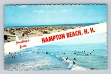 Hampton Beach NH-New Hampshire, General Banner Greetings Vintage c1977 Postcard picture