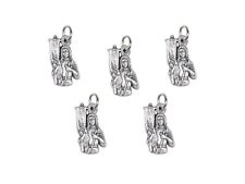 Silver Tone Patron Saint St Joan of Arc Silhouette Medal, Lot of 5, 3/4 Inch picture