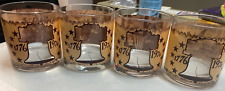Vintage Declaration Of Independence Bicentennial Gold Rimmed  Bar Glass Set of 4 picture