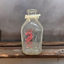 Vintage Hillside Dairy 1/2 Gallon Milk Bottle Mass Vt Red Lettering Collectible picture