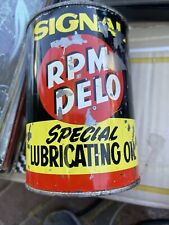 Vintage RPM Delo Signal Special Oil Motor Oil Can Empty 1950s 60s picture