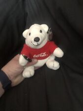1997 Coca Cola Polar Bear in T-Shirt Vintage Bean Bag Plush Stuffed Animal 5 in picture