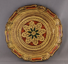 Florentine Round Decorative Tray Green Gold Color 9.25