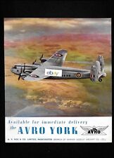 A.V.ROE & CO LTD MANCHESTER AVRO YORK AVAILABLE FOR IMMEDIATE DELIVERY 1946 AD picture