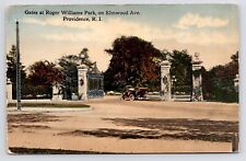 c1910s~Providence Rhode Island RI~Roger Williams Park Gate~Auto~Antique Postcard picture
