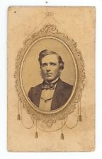 Antique Cartouche CDV Circa 1860s Layton Handsome Man Mutton Chops Rockford, IL picture