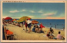 BEACON BEACH, New Jersey Postcard Bathing Beach Scene / Tichnor Linen c1940s picture