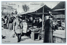c1940's Fiskarhamnen Marina in Stockholm Sweden Vintage Unposted Postcard picture