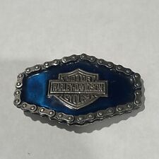 Vintage 1976 Harley Davidson Belt Buckle Motorcycle Chain Shield # 615 Rare Blue picture
