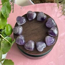 10pc Natural Dreamy Amethyst quartz Mini loving heart carved crystal gem healing picture
