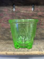 Vintage GREEN VASELINE GLASS FOOTED MEASURING BOWL DISH 2 CUP picture